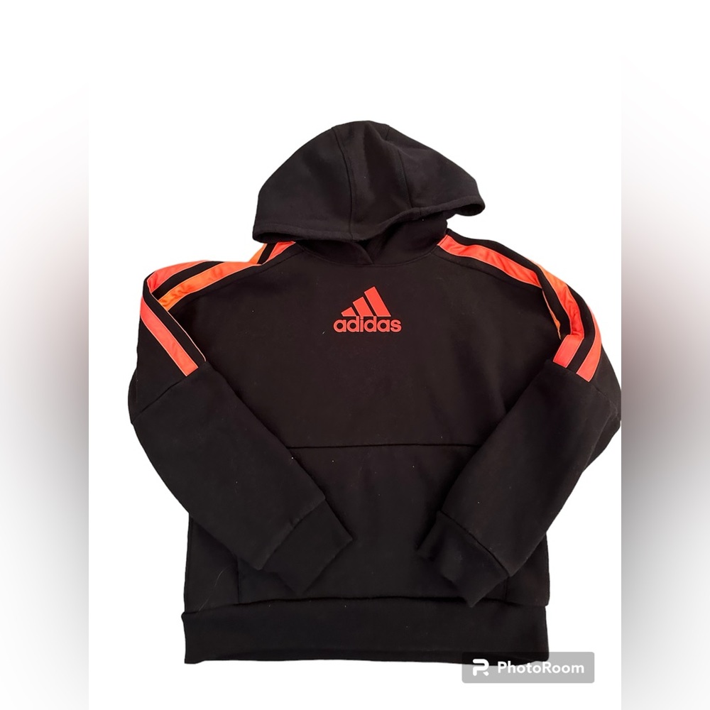 Adidas Boys Black and Orange Hoodie| Size: M 10/12